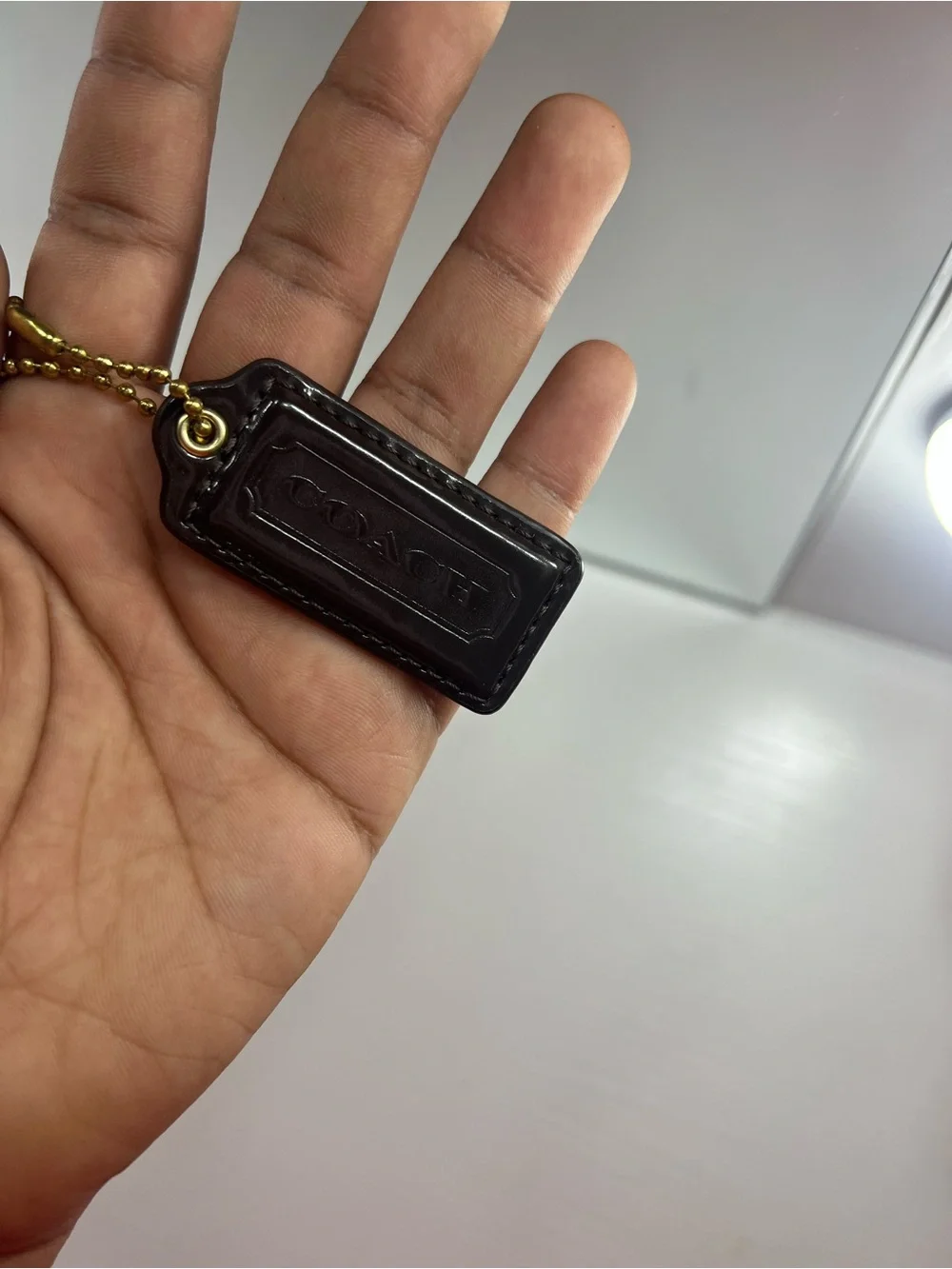 Coach Dark Espresso Brown Leather Tag